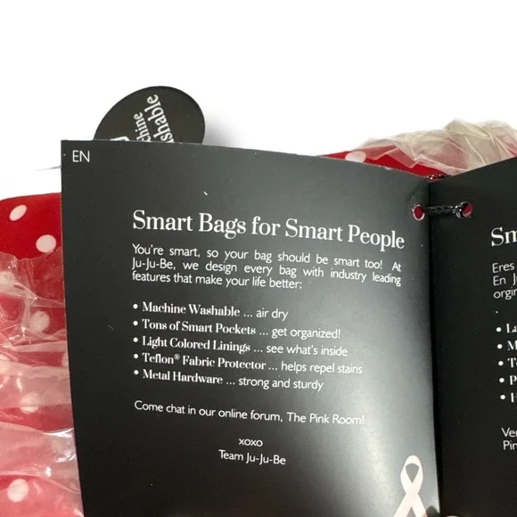 JuJuBe Be Sporty Disney Backpack‎ Diaper Bag Minnie Mouse Red Polka Dot NWT - Picture 6 of 9